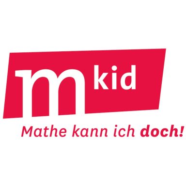 "Mathe kann ich doch!" Logo von m kid mit dem Slogan "Mathe kann ich doch!" in roter Schrift.