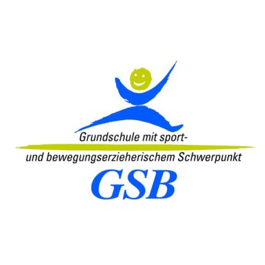GSW BW Logo der Grundschule mit sportlichem Schwerpunkt, mit stilisierter Figur und Lächeln.